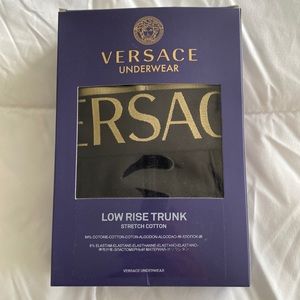 Brand New Versace Low Rise Logo Waistband Cotton Trunk, Black, Italian size 6